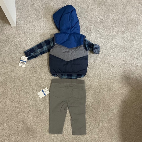 Andy and Evan infant boys 2pc Hooded Puffer Vest Shirt and Pants set 9-12M - Picture 7 of 16